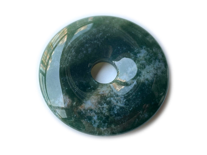 1PC 50mm natural green moss agate Round donut pendant