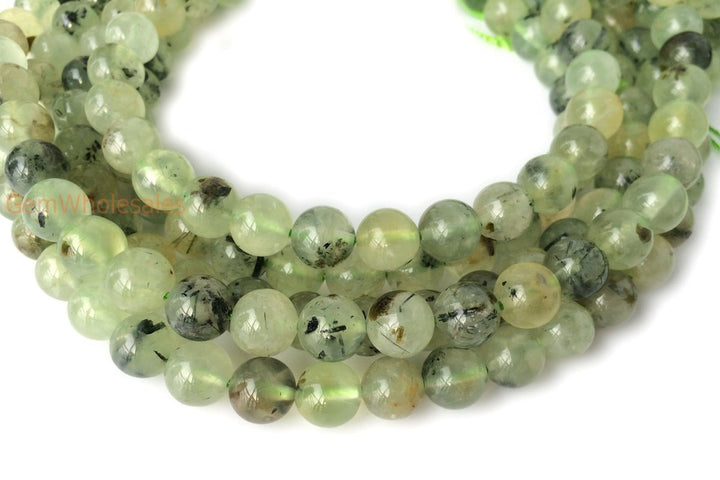 15.25" 10mm Natural green prehnite Semi precious stone Round beads AB