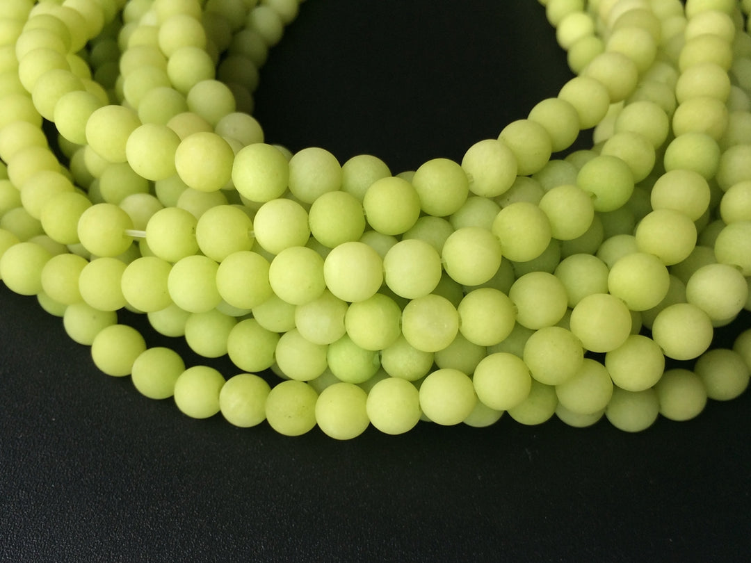 15.5" 6mm/10mm matte apple green dyed jade round beads
