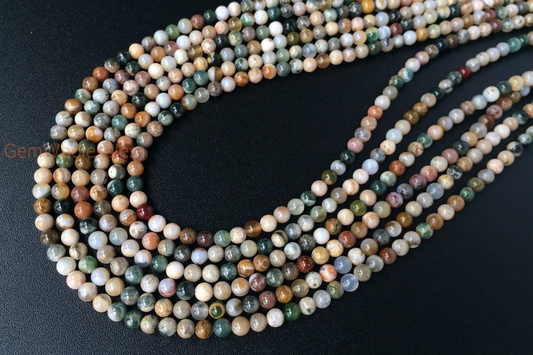 15.5" 4mm natural green ocean jasper Agate round semi precious stone beads
