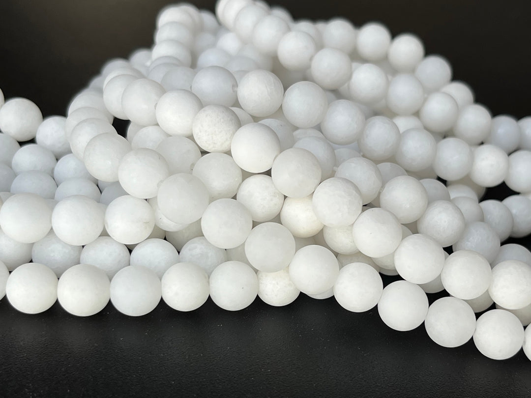 15.25" 6mm matte white dyed jade Round beads