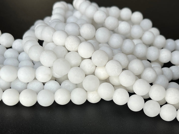 15.25" 6mm matte white dyed jade Round beads