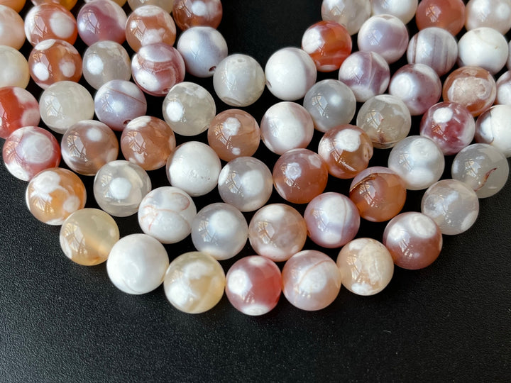 15" 10mm red white Dream Fire agate  multi color round beads