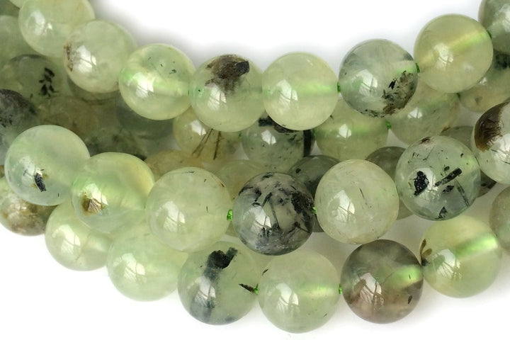 15.25" 10mm Natural green prehnite Semi precious stone Round beads AB