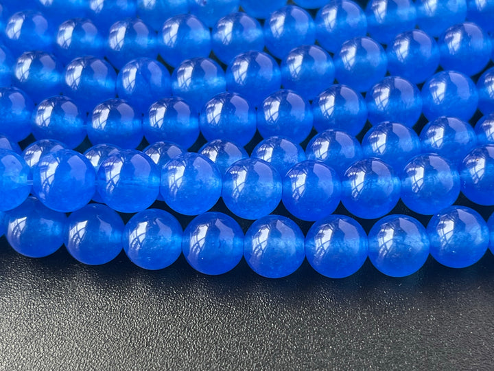 15" 8mm/10mm/12mm blue Malaysian jade Round beads