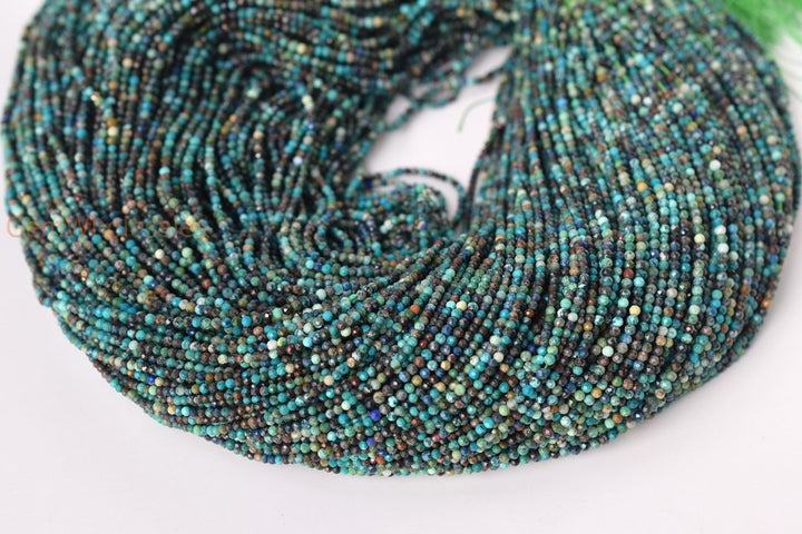 15.5" 2mm Turquoise Chrysocolla Tiny Round Micro faceted beads