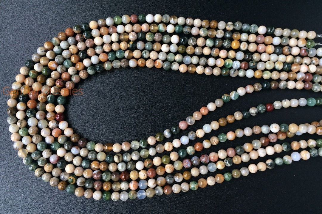 15.5" 4mm natural green ocean jasper Agate round semi precious stone beads