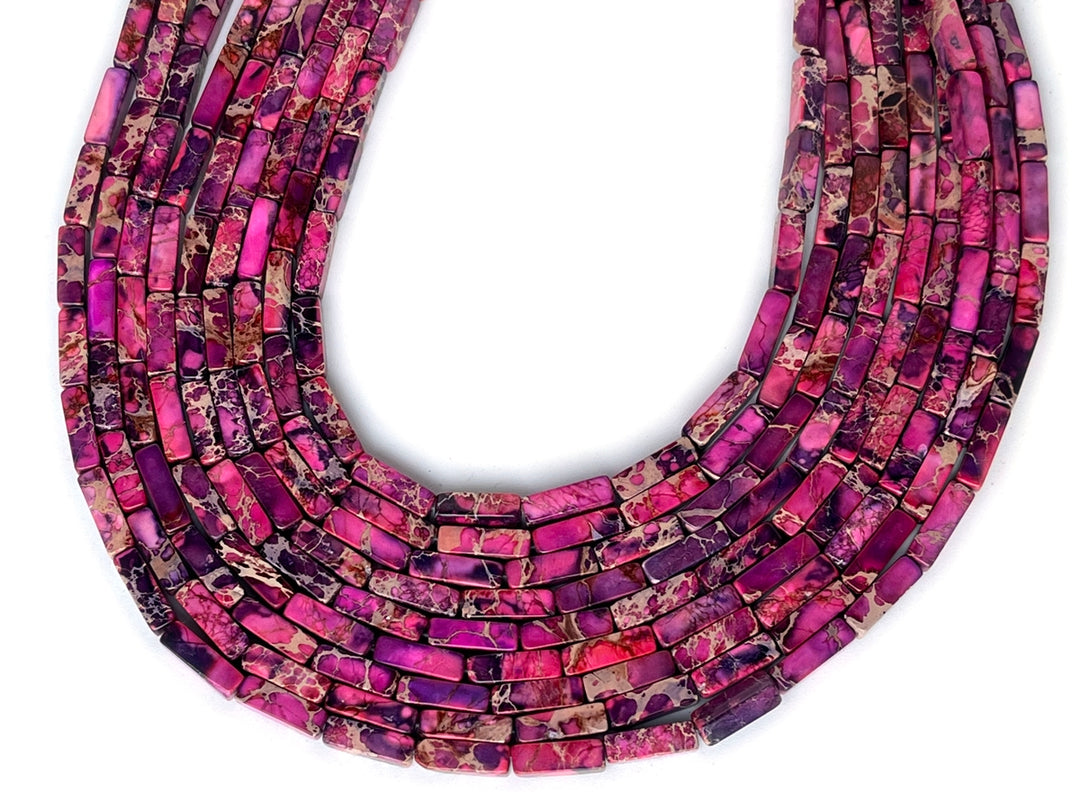 15.5“ 4x13mm purple emperor jasper rectangle tube beads
