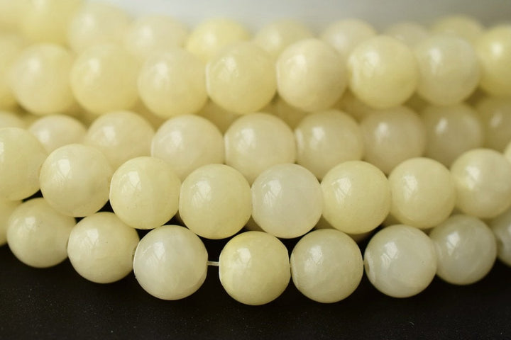 15.5" 6mm/8mm/10mm/12mm light yellow dyed jade Round beads gemstone