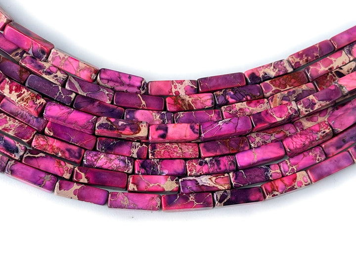 15.5“ 4x13mm purple emperor jasper rectangle tube beads