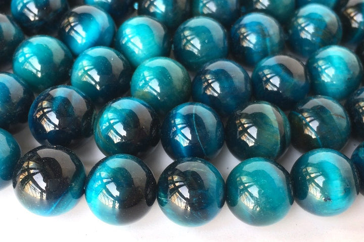 15.5" 8mm/10mm/12mm light ocean Blue tiger eye stone round beads