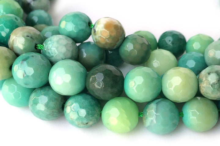 15.5" 8mm Natural Moss Green Opal round 128 faceted,gemstone,green grass agate