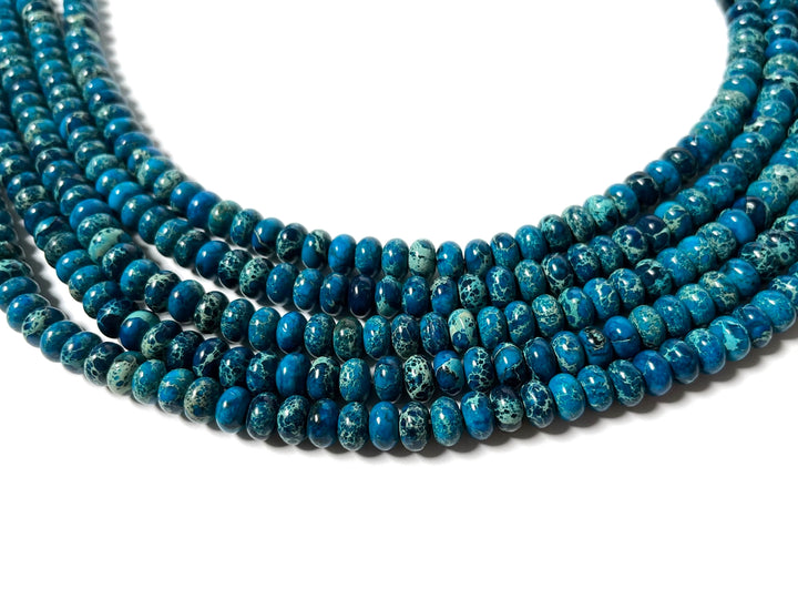 15.5" 5x8mm blue emperor jasper/Sea Sediment rondelle/roundel beads