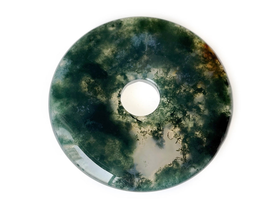 1PC 50mm natural green moss agate Round donut pendant