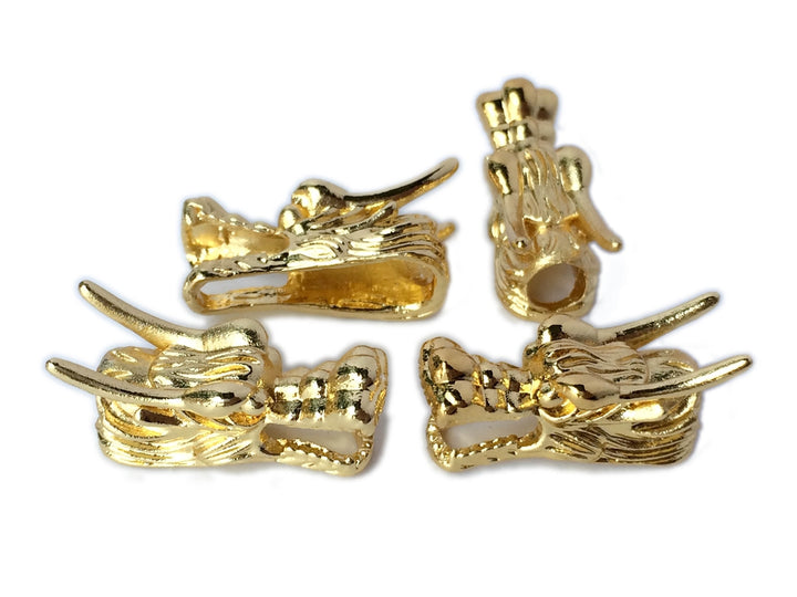 2PCS 25x10x12mm dragon head gold plated brass metal part jewelry findings