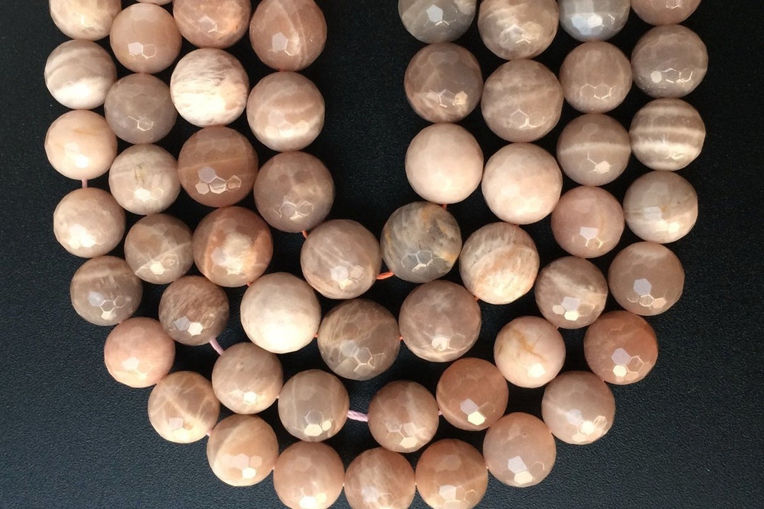 15.5" Natural Sunstone 12mm/14mm round 128 faceted beads