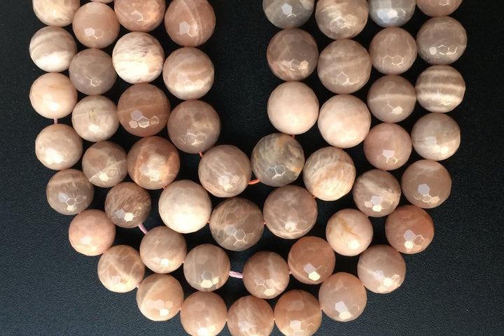 15.5" Natural Sunstone 12mm/14mm round 128 faceted beads