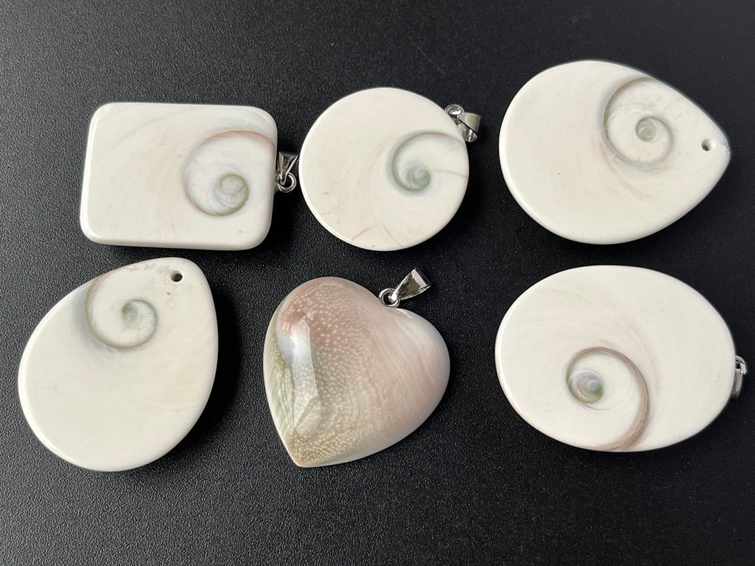 1PC 30~40mm Sun shell fossil teardrop pendant, solar spiral shell