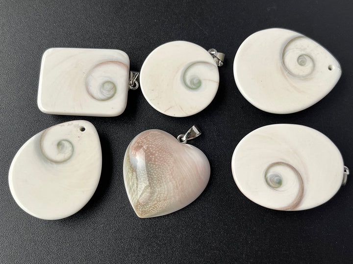 1PC 30~40mm Sun shell fossil teardrop pendant, solar spiral shell