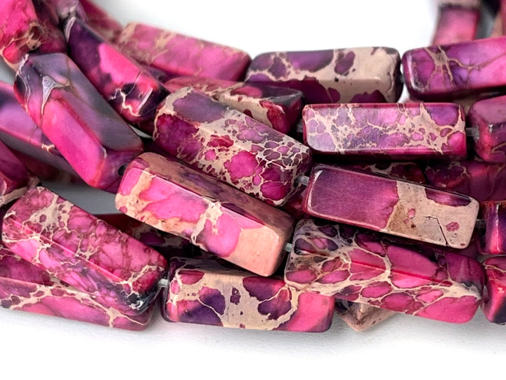 15.5“ 4x13mm purple emperor jasper rectangle tube beads