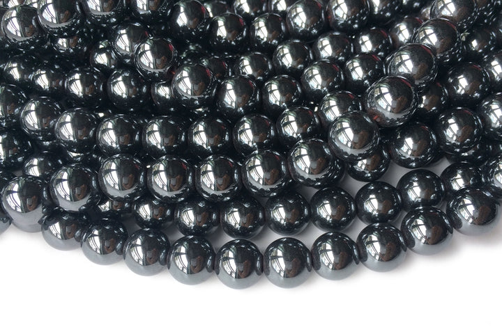 15.5" 10mm Natural Hematite stone round beads, 2mm hole