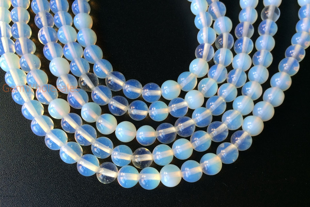 15" 8mm Opalite round beads, milky white semi-precious stone
