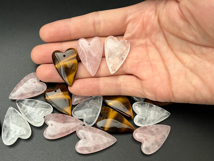 1PC 20x30mm Natural rock crystal quartz heart pendant