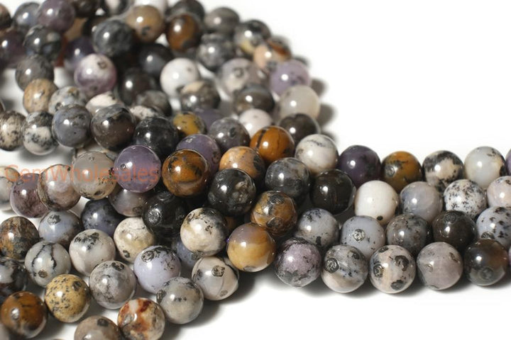 15.5" 8mm Amethyst Sage Dendritic Agate purple Moss Opal round beads