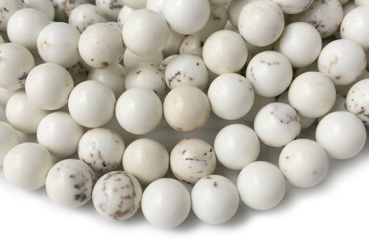 15.5" 14mm/16mm Natural Cream White howlite round beads, Ivory white beige gemstone