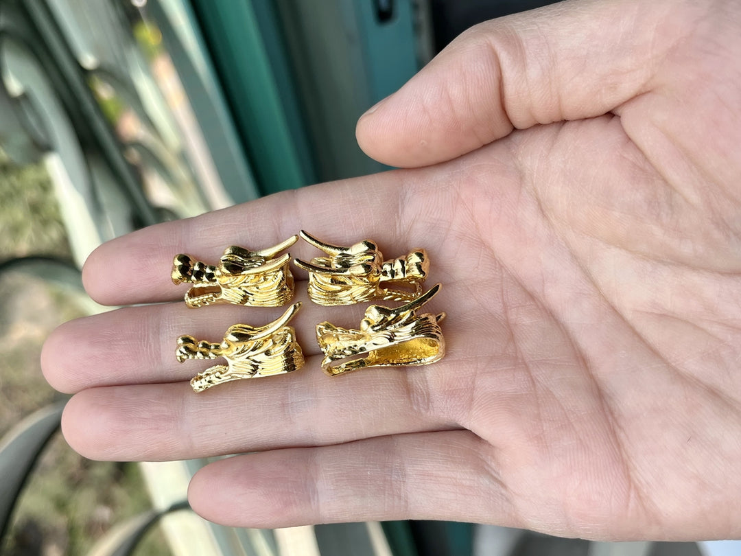2PCS 25x10x12mm dragon head gold plated brass metal part jewelry findings