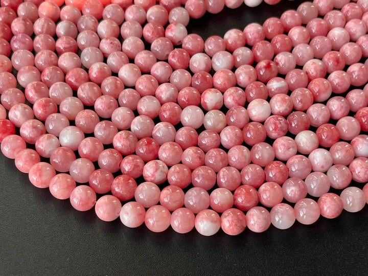 15.5" 8mm pink red dyed jade Round beads