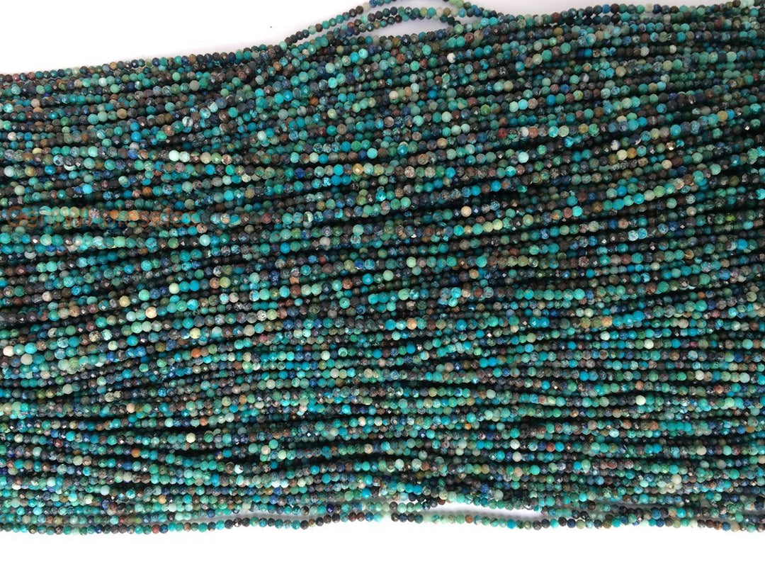 15.5" 2mm Turquoise Chrysocolla Tiny Round Micro faceted beads