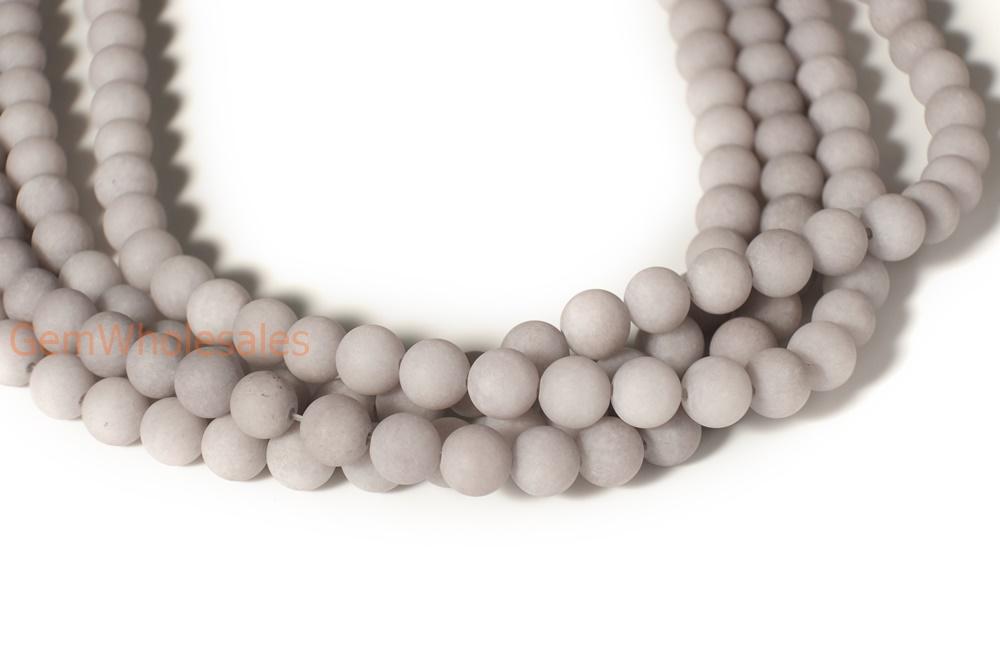 15.25" 6mm/8mm/10mm/12mm matte grey dyed jade Round beads