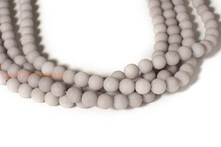 15.25" 6mm/8mm/10mm/12mm matte grey dyed jade Round beads