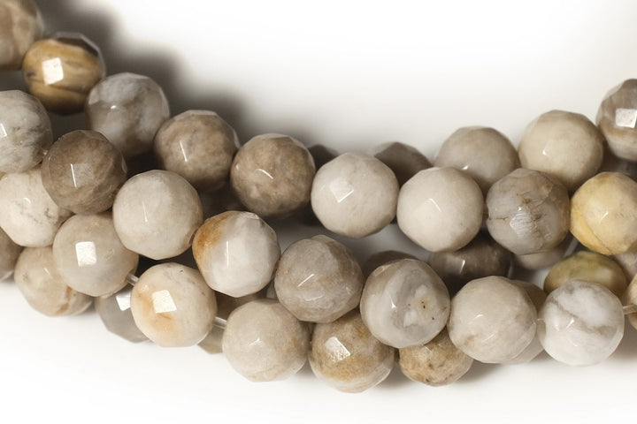 15.5" Natural silver leaf stone round faceted beads 4mm/8mm/10mm,Silver leaf jasper