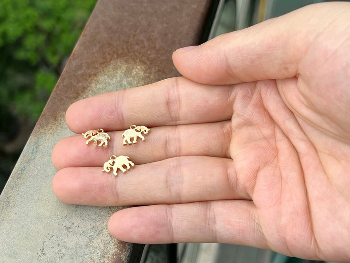 5PCS 12x10mm gold plated brass elephant charms, jewelry findings