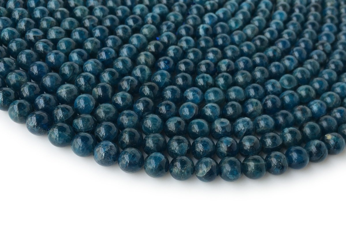 15.5" 6mm/8mm natural apatite dark blue stone round beads,AA