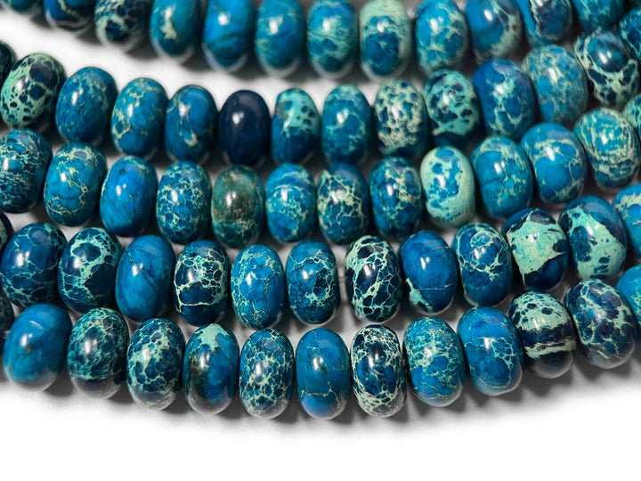 15.5" 5x8mm blue emperor jasper/Sea Sediment rondelle/roundel beads