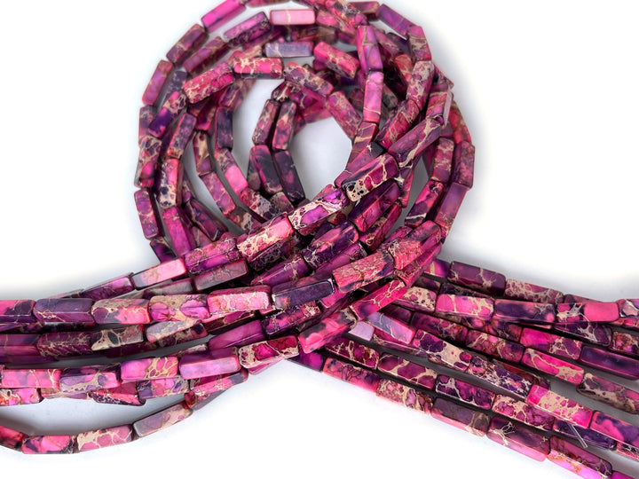 15.5“ 4x13mm purple emperor jasper rectangle tube beads