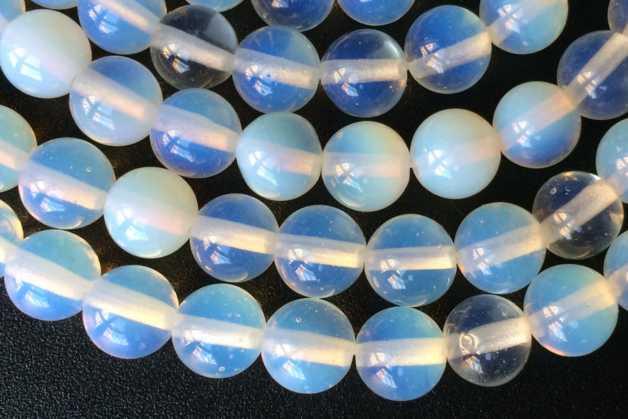 15" 8mm Opalite round beads, milky white semi-precious stone