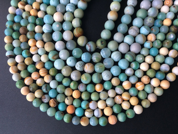 15" 6mm Green brown fire agate round semi precious stone beads
