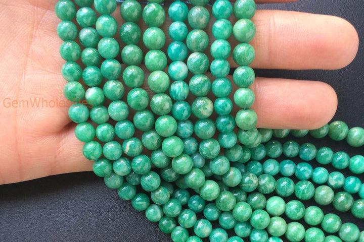 15.5" Natural Russian amazonite 4mm/6mm round beads, AA Green gemstone