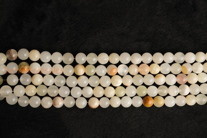 15.5" 6mm/8mm natural white green jade Round beads gemstone
