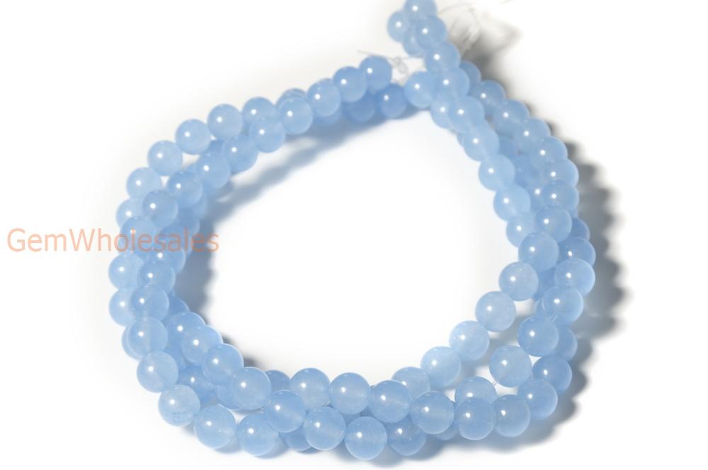 15" 6mm/8mm blue Malaysian jade Round beads gemstone