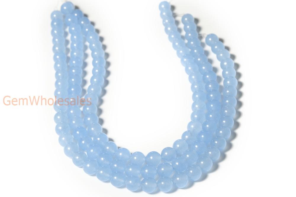 15" 6mm/8mm blue Malaysian jade Round beads gemstone