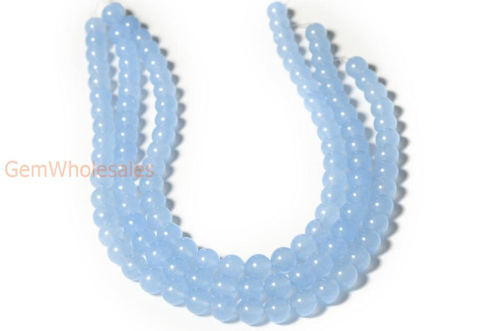 15" 6mm/8mm blue Malaysian jade Round beads gemstone