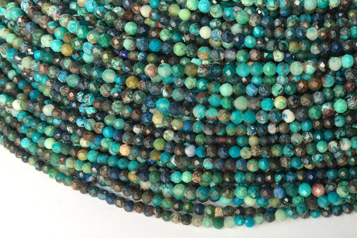 15.5" 2mm Turquoise Chrysocolla Tiny Round Micro faceted beads