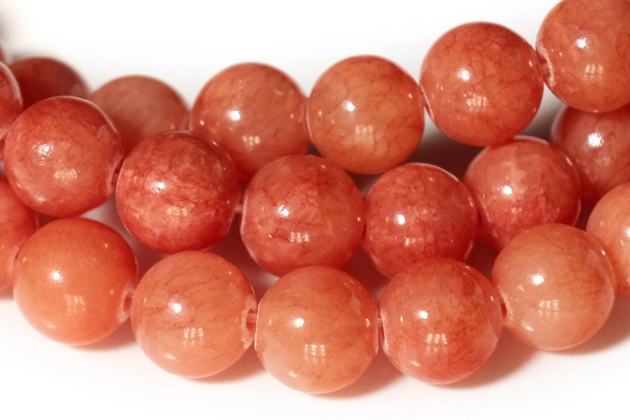 15.5" 6mm/8mm orange dyed jade Round beads gemstone