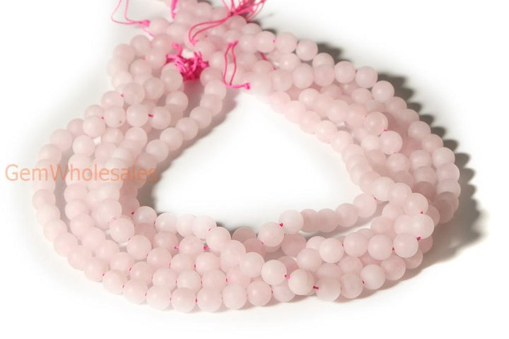 15.5" 6mm Natural Matte/frosted Rose quartz round beads