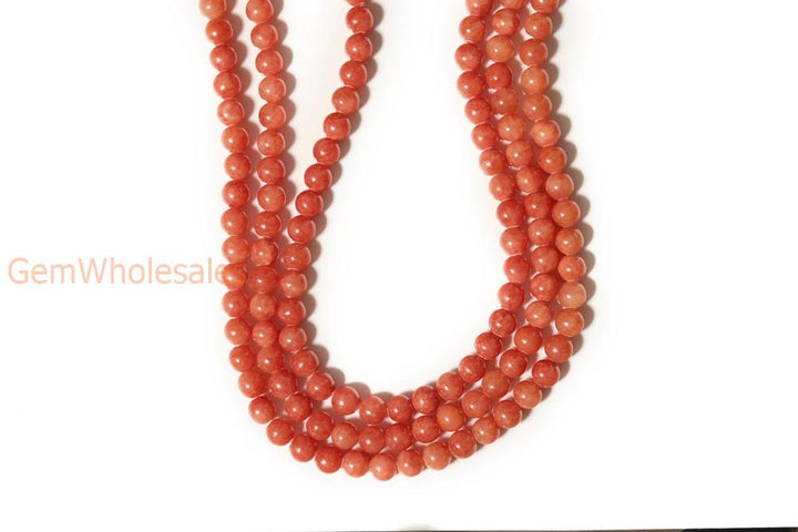 15.5" 6mm/8mm orange dyed jade Round beads gemstone